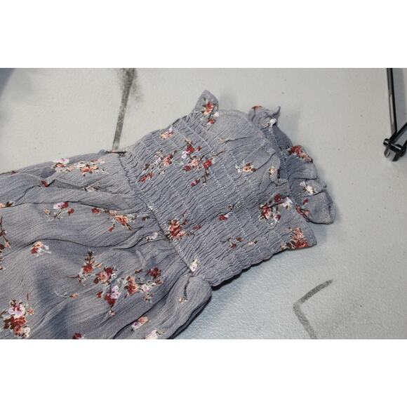 Oddi Dress Size 2X Floral V Neck Tiered Gray Mini Long Sleeve NEW Country - Picture 3 of 6